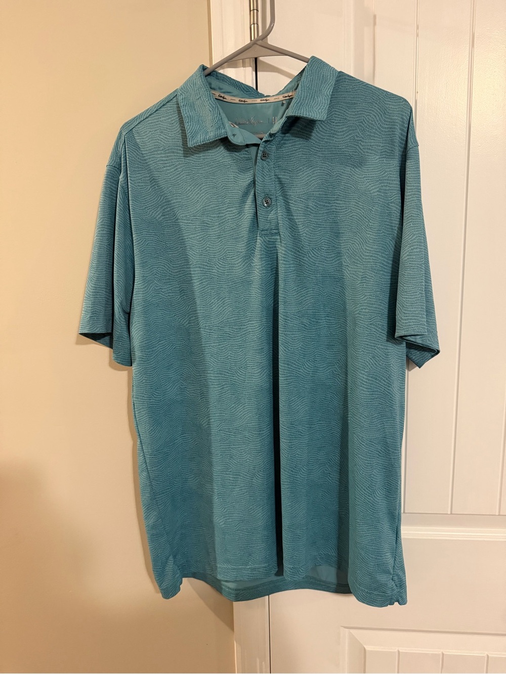 Walter Hagen Teal Wave-Pattern Polo Shirt